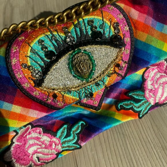 KURT GEIGER LONDON Kensington Medium Soft Embellished Rainbow Eye Shoulder Bag - Picture 2 of 9